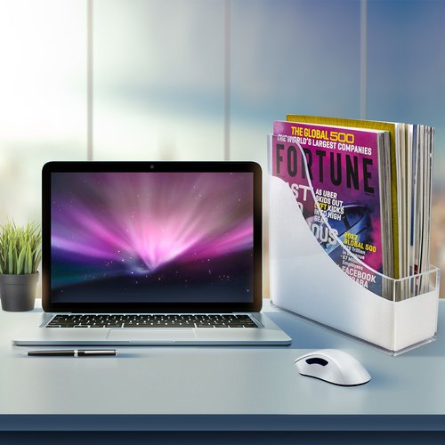 Sorbus® Magazine File Holder Storage Organizer, Great for Desktop, Shelf, Home or Office, White Clear Lucite (Magazine/File Holder)