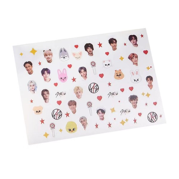 5 Sheets Straykids Nail Art Stickers Decals SKZ Art Design Self Adhesive Nail Supplies Women Manicure Nail Decorations