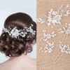 5 Pieces Wedding Hair Comb Bridal Hair Pins Pearl Crystal Wedding Hair Side Comb U-shaped Rhinestone Hair Accessories for Brides Women Girls (Silver)