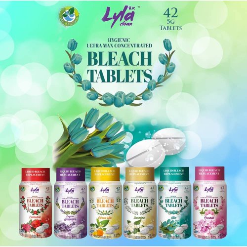 Lyla 3X Clean Ultra Max Bleach Tablets for Laundry and Cleaning. 42 Tablets 7.4 OZ Phosphate Free Replaces Liquid Bleach (Jasmine)
