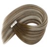 Ve Sunny Tape in Human Hair Extensions Brown Ombre Hair Extensions Tape ins Balayage Medium Brown Ombre Platinum Blonde and Brown Tape in Extensions Human Hair Ombre 50g 20pcs 16inch