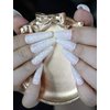 MISUD Bling Glitter False Nails, Long Coffin Fake Nails, White Press on Nails, Ballerina Shape Acrylic Nails for Women & Girls