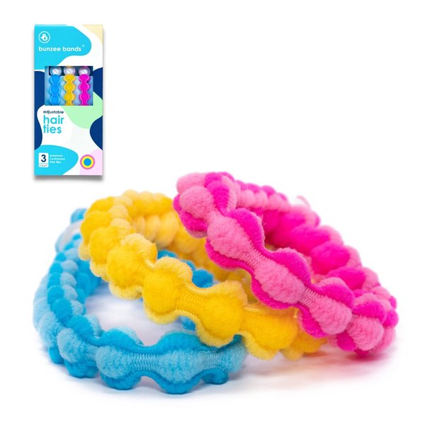 Bunzee Bands - Small Adjustable Hair ties | Bracelet Hair ties for Thick Hair No Damage | Hybrid Scrunchies and Ponytail Holders | Strong Rubber Bands | Hair Accessories for Women (3Pk Pearl Small)
