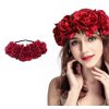 DNHCLL Rose Flower Crown Fake Flower Crowns Headbands For Women Girl Rose Floral Head Piece Hair Crown Pet Headband Flower Wreath (Red)
