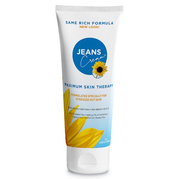 Jeans Cream, Maximum Skin Therapy Radiation Burn Cream, Moisturizing Vitamin E and Aloe Vera Cream for Compromised Skin, Minor Cuts, Sunburn and More, Non-Greasy Formula, 7 oz