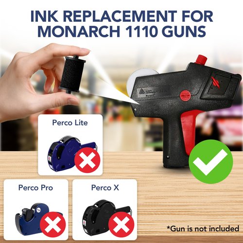Perco Ink Roll for Monarch 1110 Price and Date Guns - Pack of 4 Replacement Inkers for Monarch 1110 Labelers - Easy to Load, Premium, Clear & Bold Prints - Made in USA