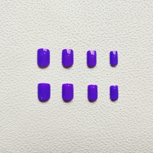Purple Press on Nails Square Fake Nails Glossy Glue on Nails Short Solid Color False Nails with Design Full Cover Acrylic Nails Cute Press on Nails Stick on Nails for Women and Girls DIY Manicure 24Pcs
