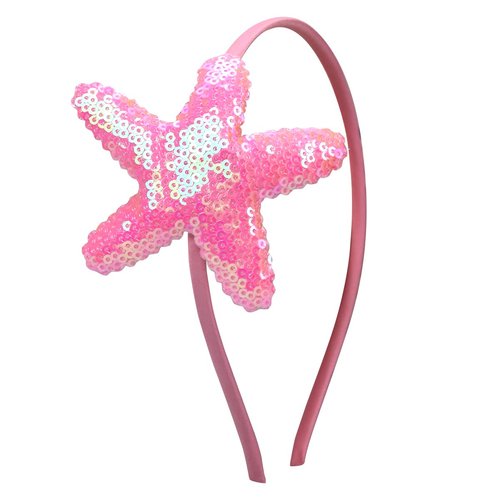 Star Headband Laser Star Glitter Hair Band Starfish Sequin Hair Accessories Girls Women Birthday Seaside Pool Party (Laser Pink)