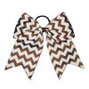 NEW "CHEVRON Brown" Cheer Bow Pony Tail 7 Inch Girls Hair Bows Cheerleading Practice Football Games School Uniform Hairbow Grosgrain Ribbon Thanksgiving