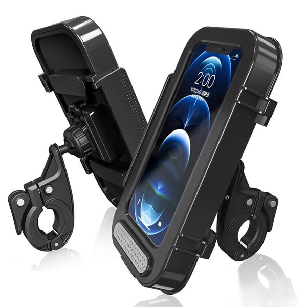 Anatch Phone Holder Waterproof Motorcycle Phone Mount with Touch Screen 360° Rotatable Smartphone Holder for Cellphones, Black