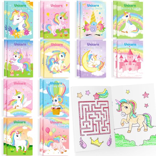 24 Pcs Unicorn Mini Coloring Books Bulk Party Favors For Kids Rainbow Party Drawing Book For Girls Unicorn Birthday Party Goodie Bag Gift Stuffer Kindergarten Classroom Activity Filler Supplies