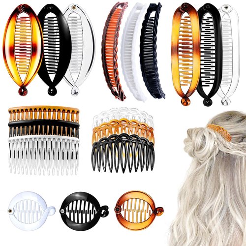 18 Pieces Classic Banana Hair Clips Fashionable Hair Comb Clips Fishtail Hair Clip Ponytail Banana Hair Clips for Women Girls, 6 Styles