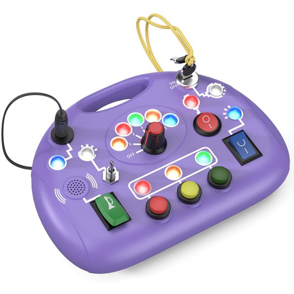 Busy Board with LED Light, Toddler Montessori Toys for 1+ Year Old, Baby Sensory Toys for Toddlers Travel Toys, Preschool Learning Activities for Kids Boy Girl Christmas & Birthday Gift (Purple)