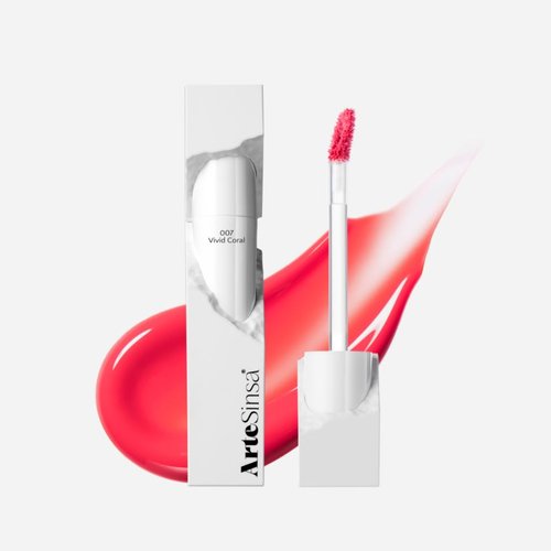 ArteSinsa Dewy Fit Tint #007 Vivid Coral | Non-sticky Glossy Buildable Tint with Vivid Color | Long-Lasting & Moisturizing with Plump Look | Korean Lip Tint