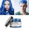 Blue Temporary Hair Color Wax, SOVONCARE Hair Dye Wax 4.23 oz Pomades Natural Hairstyle Cream for Men & Women Party Cosplay Halloween Date (Blue)