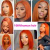 Ginger Orange Bob Wig Human Hair Straight 12 Inch 13x4 Lace Front Wigs Human Hair Pre Plucked with Baby Hair 13x4 Short Bob Transparent Lace Frontal Wigs for Black Women 150% Density