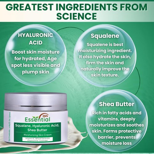 Essential365 Hyaluronic Acid Face Cream, Skin Care | Squalane Cream | Moisturizer Cream | Enriched With Argan Oil, Shea Butter, Jojoba, Grape Seed, Wheat Germ, Chamomile,Lavender | 1.7Oz(50ml)