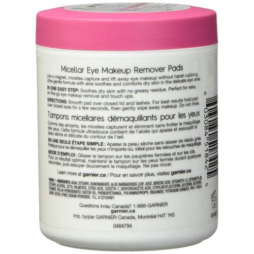 Garnier Micellar Eye Makeup Remover Pads Facial Treatment Pads, 100 Count