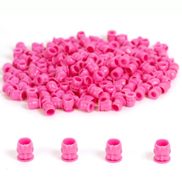 OFEYLE Tattoo Ink Cups 200PCS Doll Tattoo Ink Caps Disposable Plastic Ink Caps for Tattooing Permanent Makeup with Base Tattoo Pigment Caps Tattoo Ink Holder Tattoo Supplies (Rose Red)