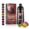 JINGDAIBURY Instant Chestnut Brown Hair Dye Shampoo 3 in 1, Argan Oil Gray Reducing Hair Dye Colors, Brown Hair Dye, Hair Color Shampoo for Men Women, Natural Plant Hair Dye Shampoo 500ml Maroon