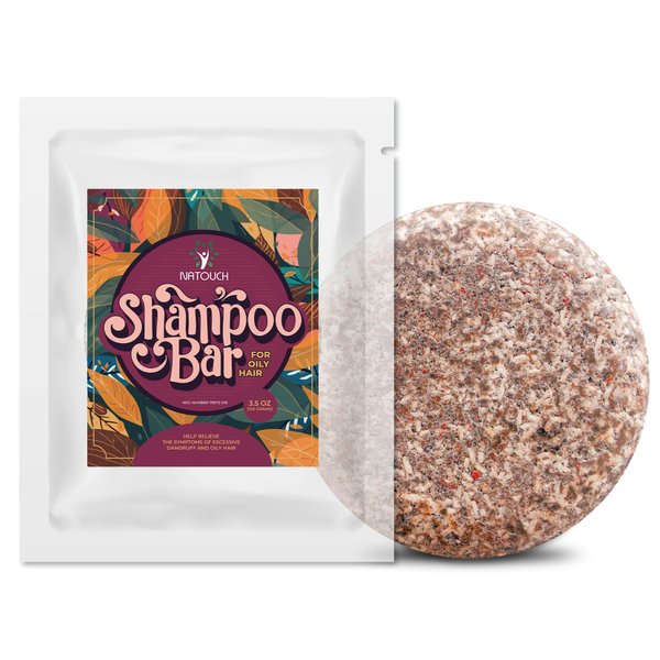 Natouch Natural Shampoo Bar for Oil Hair, Solid Dandruff Bar Shampoo, Hair Soap Bar with Cocoa butter, tea tree oil, jojoba oil and rosemary oil, Oil Control Travel Shampoo Bar