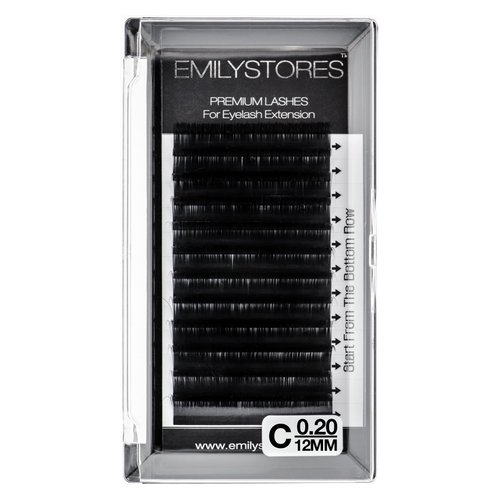 EMILYSTORES Eyelash Extensions 0.20mm Thickness C Curl 12mm Length Natural Looking Individual Volume Eyelashes For Lash Extensions(0.20,C,12mm)