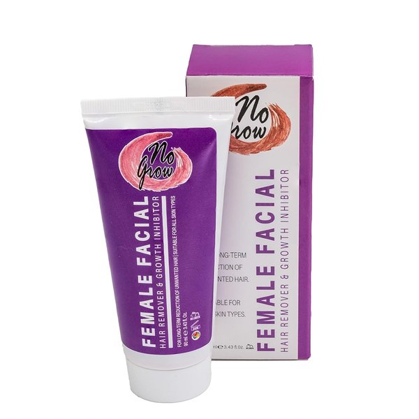 No Grow Female Facial Hair Remover & Growth Inhibitor - 90ml - Visible Results in 4 Months - Once a Week Women's Hair Removal Gel & Hair Inhibitor for Face
