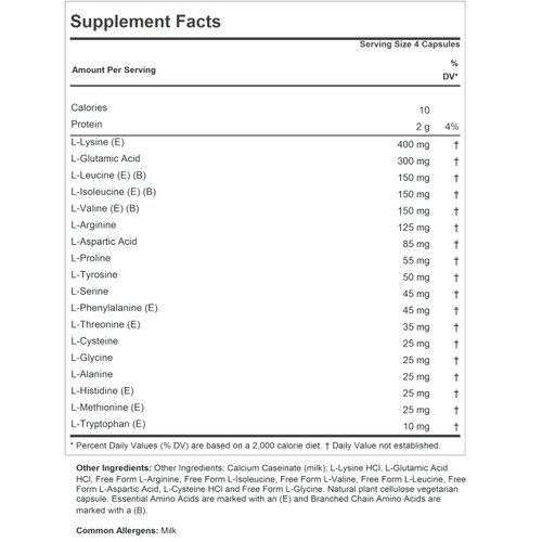 ANDREW LESSMAN Essential Amino Protein 180 Capsules - A highly bioavailable protein source with essential and branched chain amino acids. Supports the structure and function of key organs and tissues.