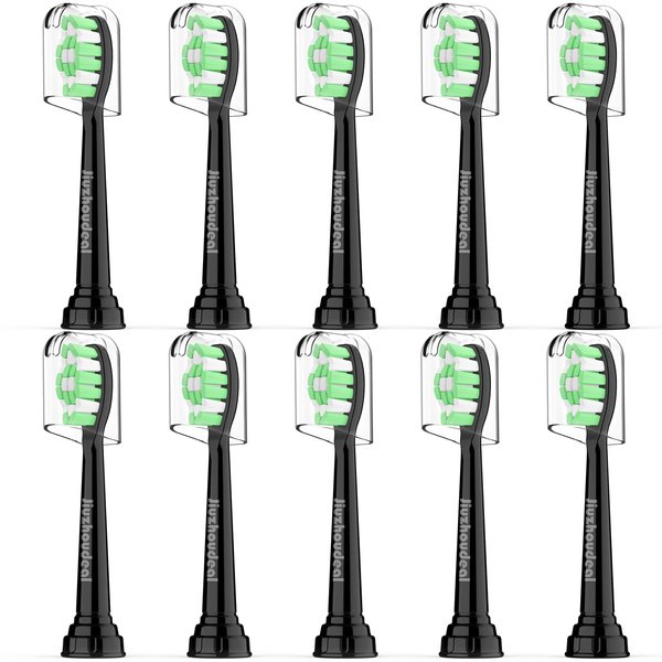 Jiuzhoudeal Toothbrush Replacement Heads for Philips Sonicare DiamondClean ProtectiveClean 4100 5100 6100 C2 G2 Electric Toothbrush Brush Heads Black, 10 Pack