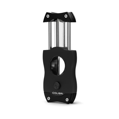 Colibri Premium V-Cut Cigar Cutter - Ergonomic Stainless Steel Spring-Loaded Blade, Ideal for up to 60+ Ring Gauge - Gift for Cigar Enthusiasts (Black)