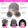GYAJEP 13x6 Water Wave Lace Front Wigs Human Hair 180% Density HD Lace Frontal Wigs Human Hair Pre Plucked with Baby Hair Wet and Wavy Wigs Human Hair Natural Color 28 inch
