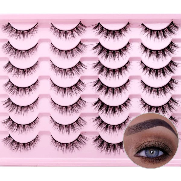 SQYlashes False Eyelashes Short Natural Cat Eye Lashes Wispy - Mixed 2 Styles, 14 Pairs, MG06