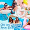 Junkin 47.3 x 39.4 Inch White Heart Pool Float Inflatable Swim Float Water Ring Bachelorette Pool Float Loungers Tube Swimming Pool Float for Engagement, Wedding, Summer Beach Party(2 Pcs)