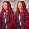 Aikebi Omber Burgundy Curly Human Hair Wig Lace Frontal Closure Deep Human Hair Wig Pre Plucked Pre Cut Lace Frontal Closure Glueless Wigs Elastic Band 200% Density