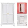 Miniature White Wooden Wardrobe Mini Dollhouse Accessories Miniature Furniture Doll Furniture Closet Tiny Furniture Clothes Wardrobe for Dollhouse
