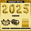 2025 Happy New Year Decorations Kit, New Years Eve Party Supplies, New Years Decorations 2025, New Year Banner, Foil Balloons, Gold Foil Curtain Backdrop for New Year Eve Party
