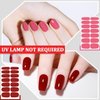 SILPECWEE 16 Sheets Pink Red Nail Polish Stickers Full Nail Wraps for Women Stick on Nail Polish Strips Gel Nail Strips Solid Color Self Adhesive Fingernail Manicure Design with Nail File