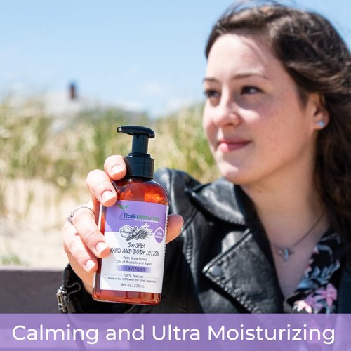 RaGaNaturals Lavender Shea Butter Hand and Body Lotion, 8 Fl Oz - Moisturizing, Plant-Based, Vegan, with Argan, Avocado Oil & Vitamin E