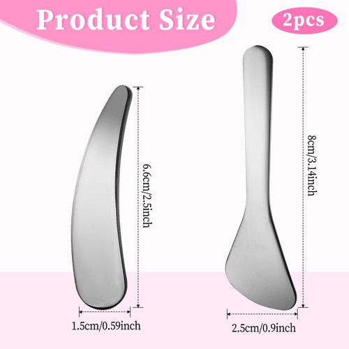2Pcs Cosmetic Spatula Reusable Facial Massage Spatula Practical Mini Makeup Eye Cream Applicator Multi-functional Beauty Face Skincare Spoon for Mixing Sampling Lotions Moisturizers Accessories