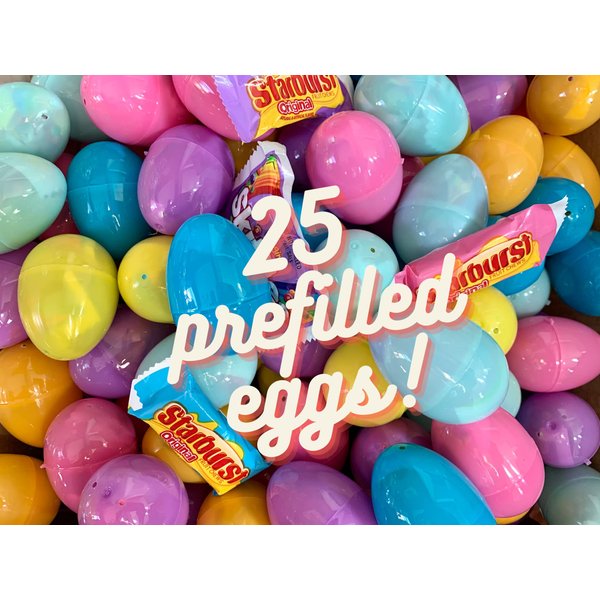 Palmetto Skittles, Starburst, Candy Pre Filled Easter Eggs, 25 Count (Pack of 1)