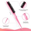 4Pcs Hair Brush Styling Combs Set, Anmieciu Bristle Hair Edge Brush, Teasing Brush Comb, Rat Tail Comb and Wide Tooth Comb for Women Girls Men Combing, Smoothing and Styling Hair (Pink)