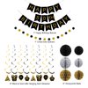 YEOCU 50th Birthday Decorations, Happy Birthday Banner with Honeycomb Balls, Gifts Hanging Swirl Streamers, Circle Dots Garland - Happy Birthday Party Decorations for Women Men (Black and Gold, 50th)
