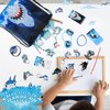 Qilery 140 Pcs Shark Party Favors Shark Birthday Party Favors Shark Bracelet Drawstring Bags Keychains Badge Sticker Notebook Bendable Pencil Shark Stress Relief Toy for Ocean Theme Decorations