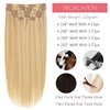 Loxxy Human Hair Clip in Extensions Invisible Double PU Weft Seamless Clip in Hair Extensions Piano Light Golden Brown Mixed With Platinum Blonde Natural Silky Straight 22Inch 110Gram P12/60A