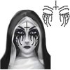 Saturey Halloween Nun Costume Accessories Set, with Nun Temporary Rhinestone Temporary Face Tattoo for Halloween Festival Rave Party Outfit for Halloween Cosplay Party, black, M