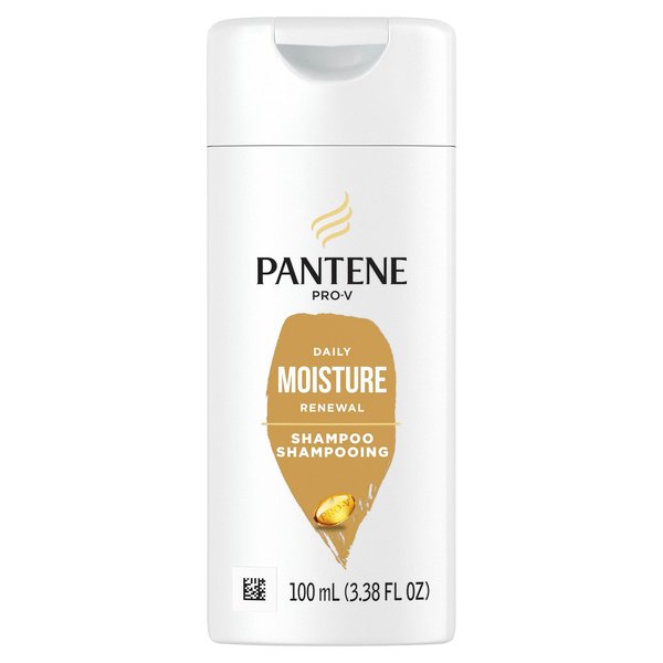 Pantene Pro-V Shampoo, Cleanse and Nourish for Dry Damaged Hair, Daily Moisture Renewal, Safe for Color Treated Hair, Paraben Free, for Women and Men, 3.38 oz