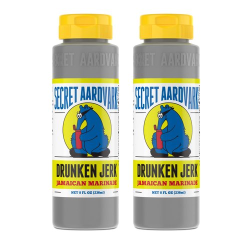 Secret Aardvark Drunken Jerk Hot Sauce – Jamaican Jerk Sauce and Marinade, Made with Jamaican Jerk Seasoning, Soy Sauce, & Habanero Peppers, Non-GMO, Low Carb, Spicy BBQ Sauce – 8 fl oz 2 Pack