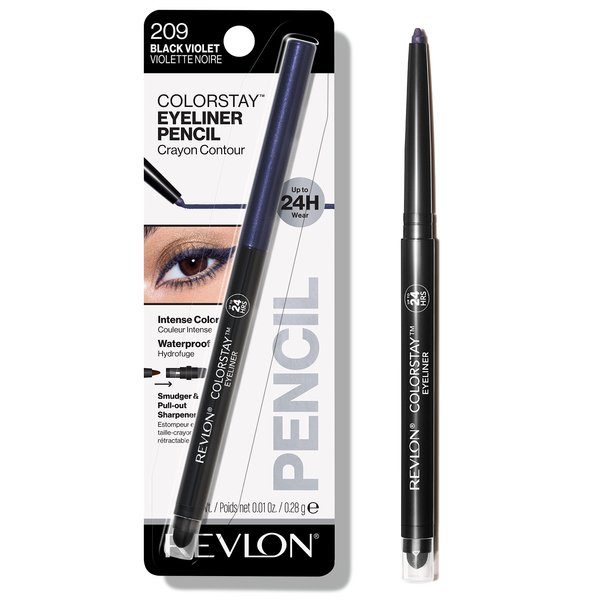 Revlon Pencil Eyeliner, ColorStay Eye Makeup with Built-in Sharpener, Waterproof, Smudge-proof, Longwearing with Ultra-Fine Tip, 209 Black Violet, 0.01 oz
