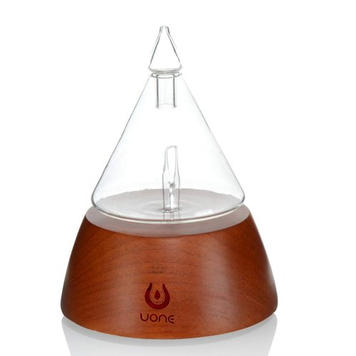 UONE Essential Oil Diffuser for Aroma Nebulizing, Waterless Aromatherapy Nebulizer - with Touch Button, Timer and 7 Color Changing LED lights, No Heat, No Water, No Plastic - Handmade Wood and Glass