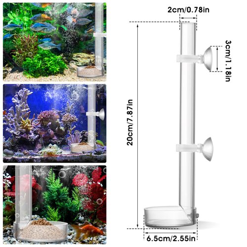 TIESOME Acrylic Fish Shrimp Feeder, Transparent Durable Aquarium Fish Shrimp Feeder, Assembled Feeding Tube Feeding Dish Tray Set for Fish Tank Aquarium Shrimp (20cm)